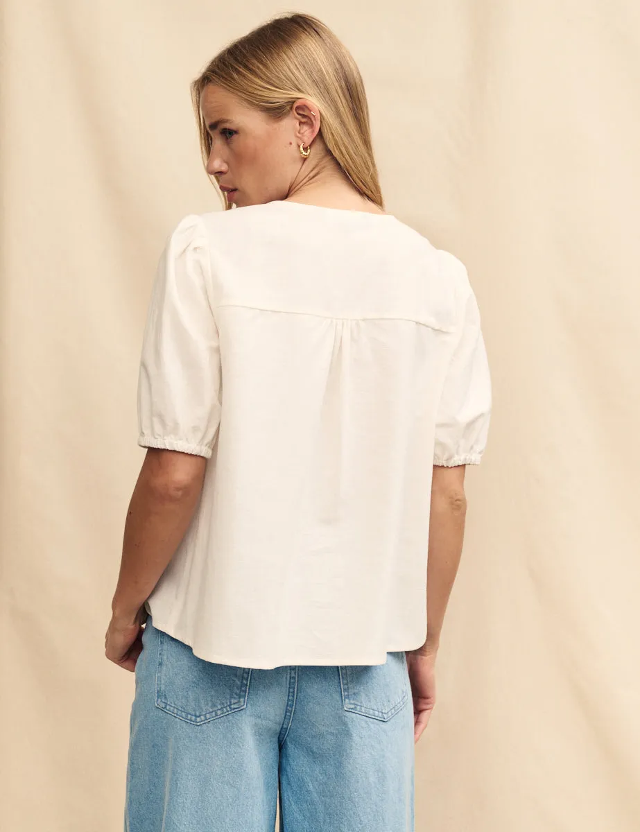 White Tie Front Bernadetta Blouse sold by Nobody's Child product image thumbnail 4