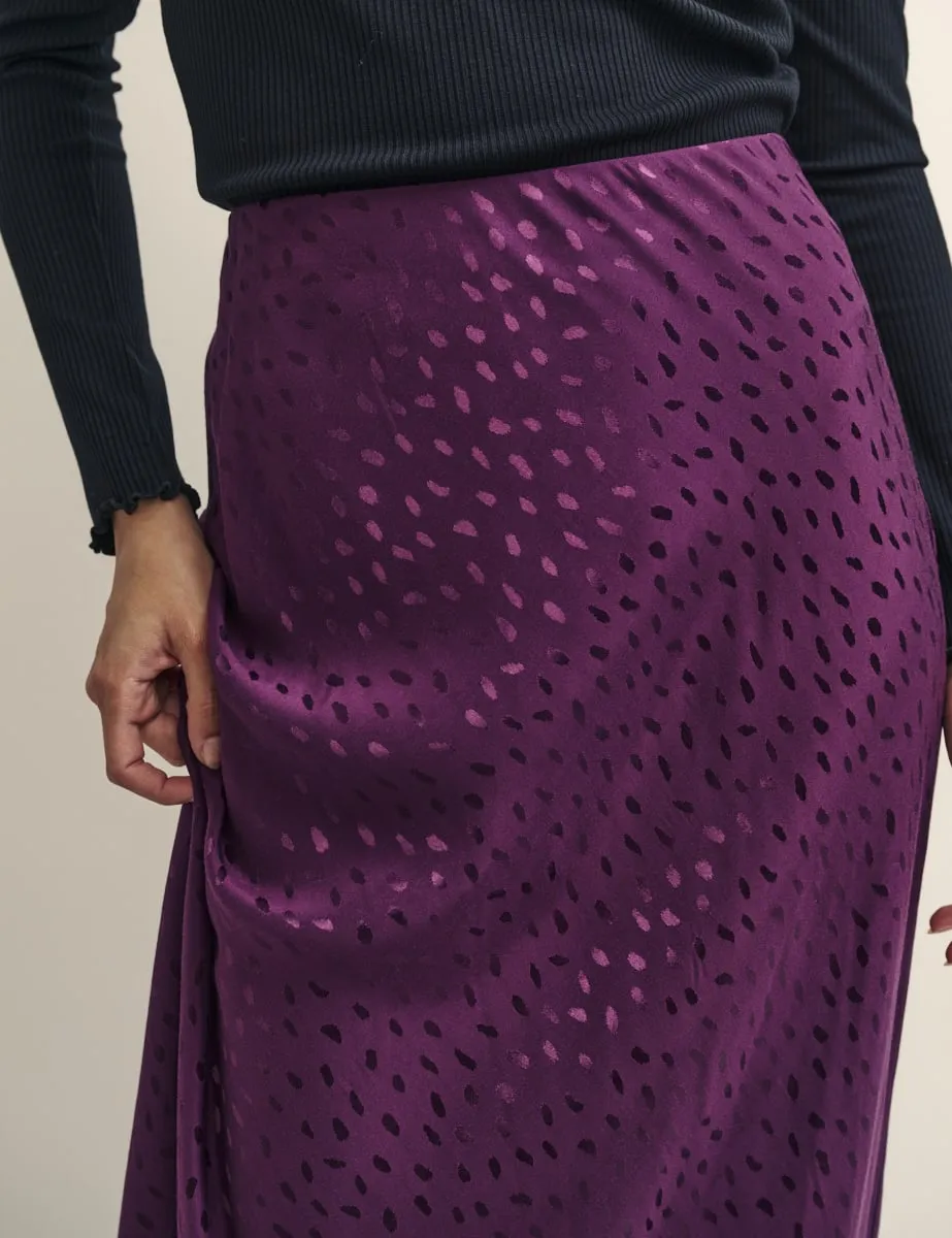 Purple Mila Jacquard Satin Midi Skirt sold by Nobody's Child product image thumbnail 4