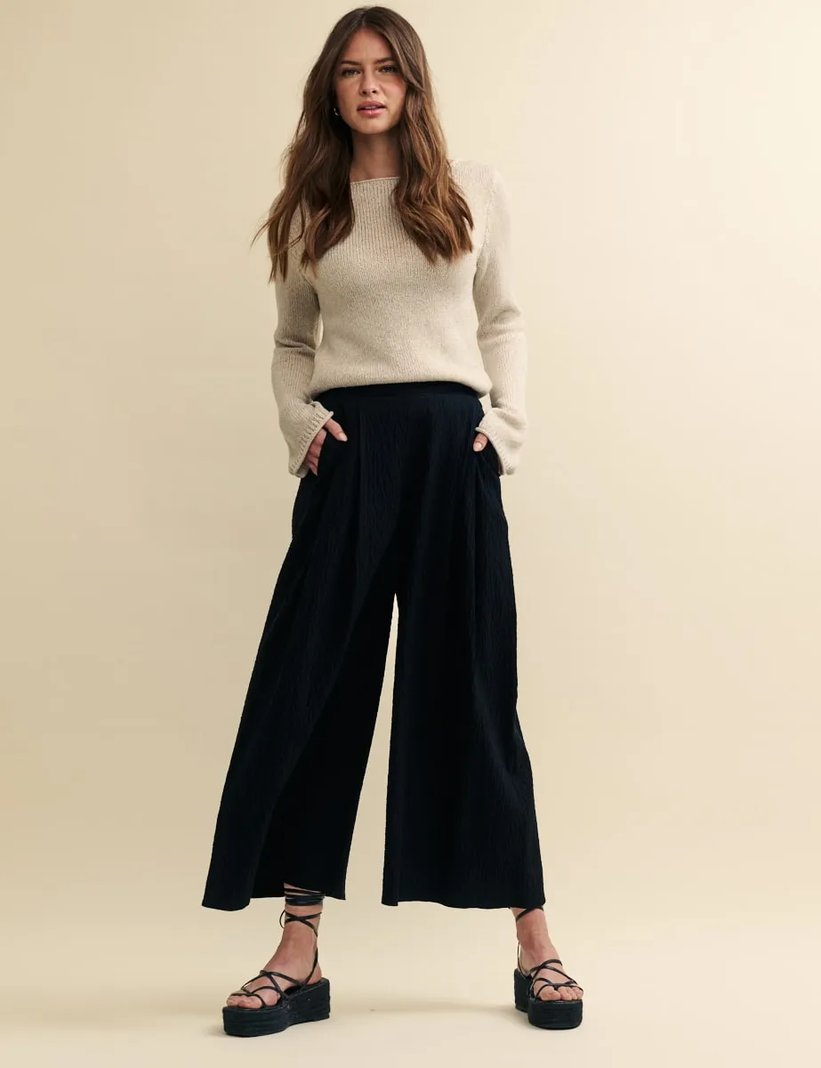 Black Wide Leg Cropped Zeena Trousers sold by Nobody's Child product image thumbnail 2