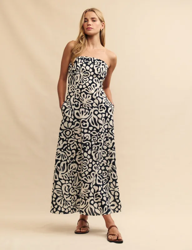 Monochrome Graphic Floral Theodora Midaxi Dress sold by Nobody's Child