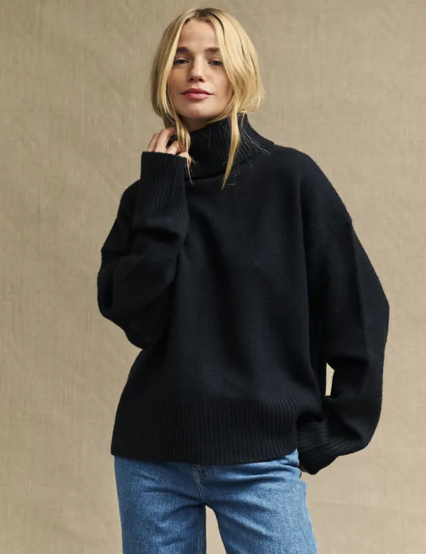 Black Roll Neck Knitted Jumper sold by Nobody's Child