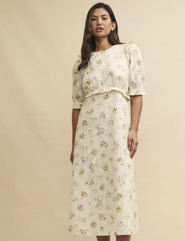 knee length dresses for ladies Felicia Embroidered Midi Dress Navy – Your Favourite Dresses