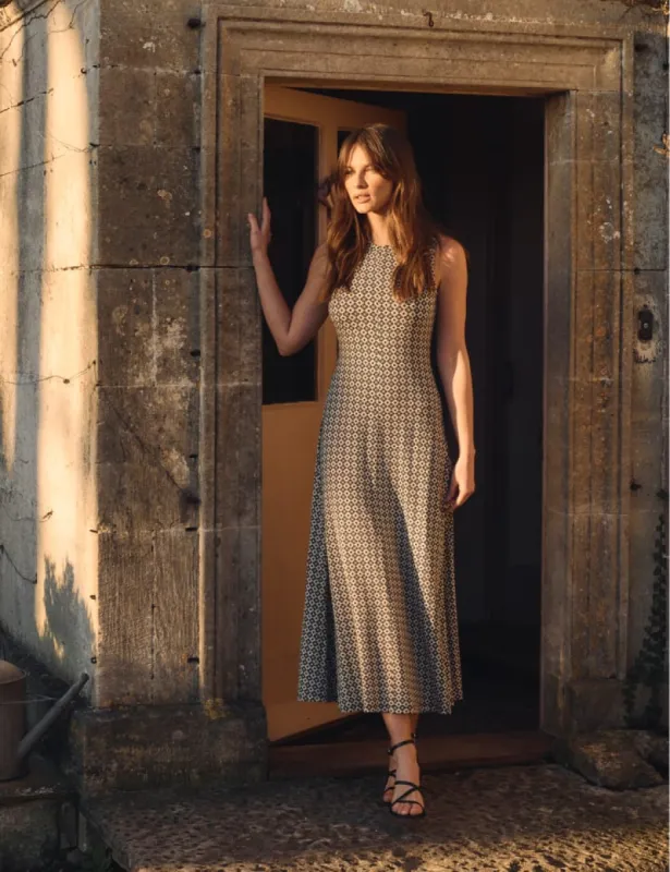 Monochrome Geometric Print Jersey Denver Midi Dress sold by Nobody's Child