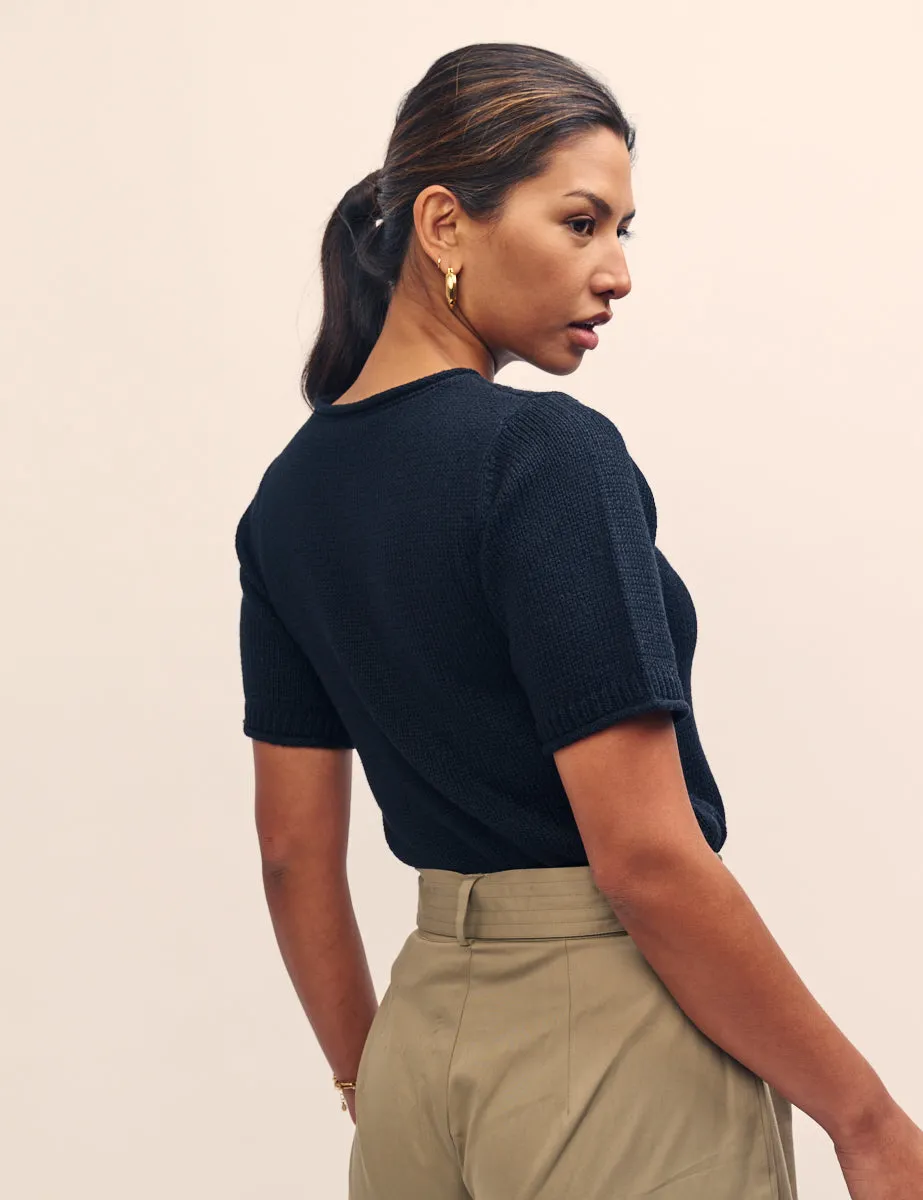 Black Knitted Crew Neck T-Shirt sold by Nobody's Child product image thumbnail 4