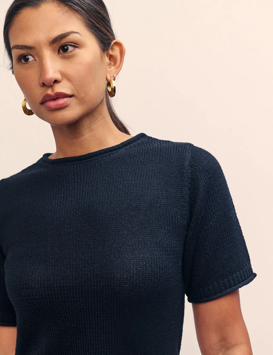 Black Knitted Crew Neck T-Shirt sold by Nobody's Child product image thumbnail 3