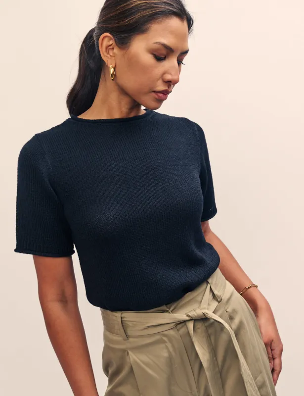 Black Knitted Crew Neck T-Shirt sold by Nobody's Child