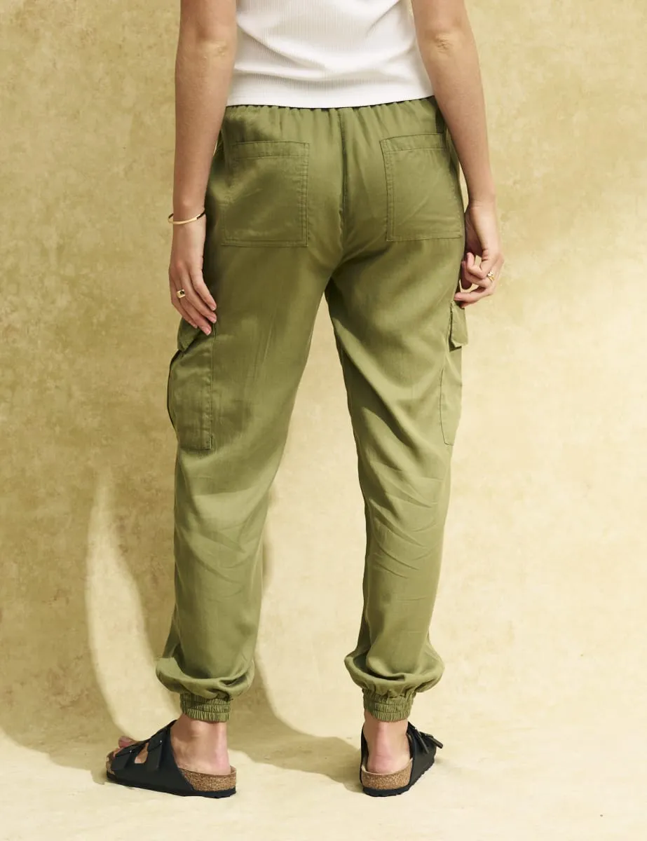 Khaki Green Cargo Utility Joggers sold by Nobody's Child