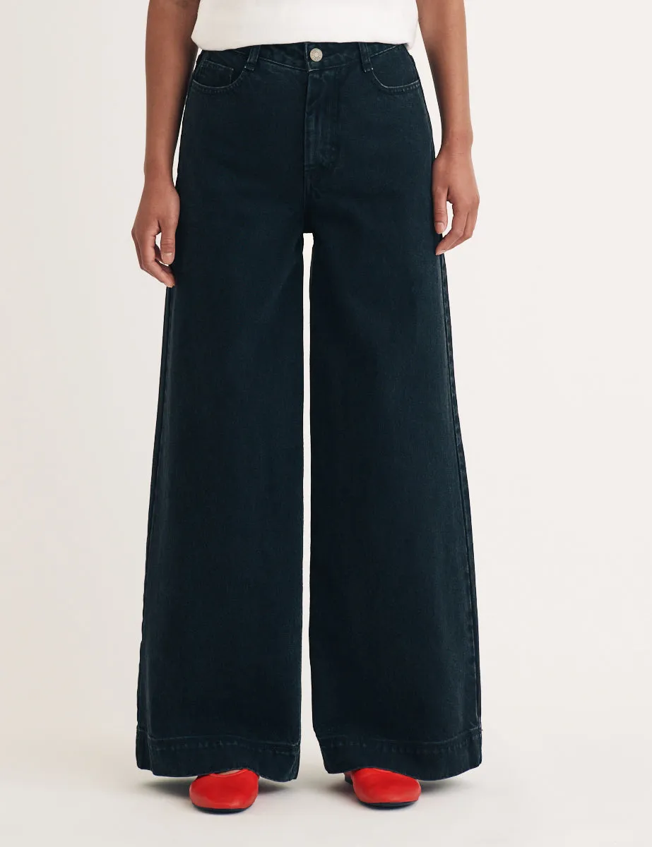 Black Denim Super Wide Leg Jeans sold by Nobody's Child product image thumbnail 2