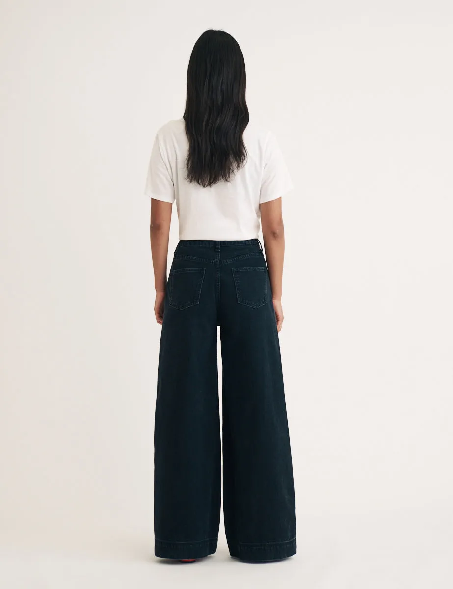 Black Denim Super Wide Leg Jeans sold by Nobody's Child product image thumbnail 5