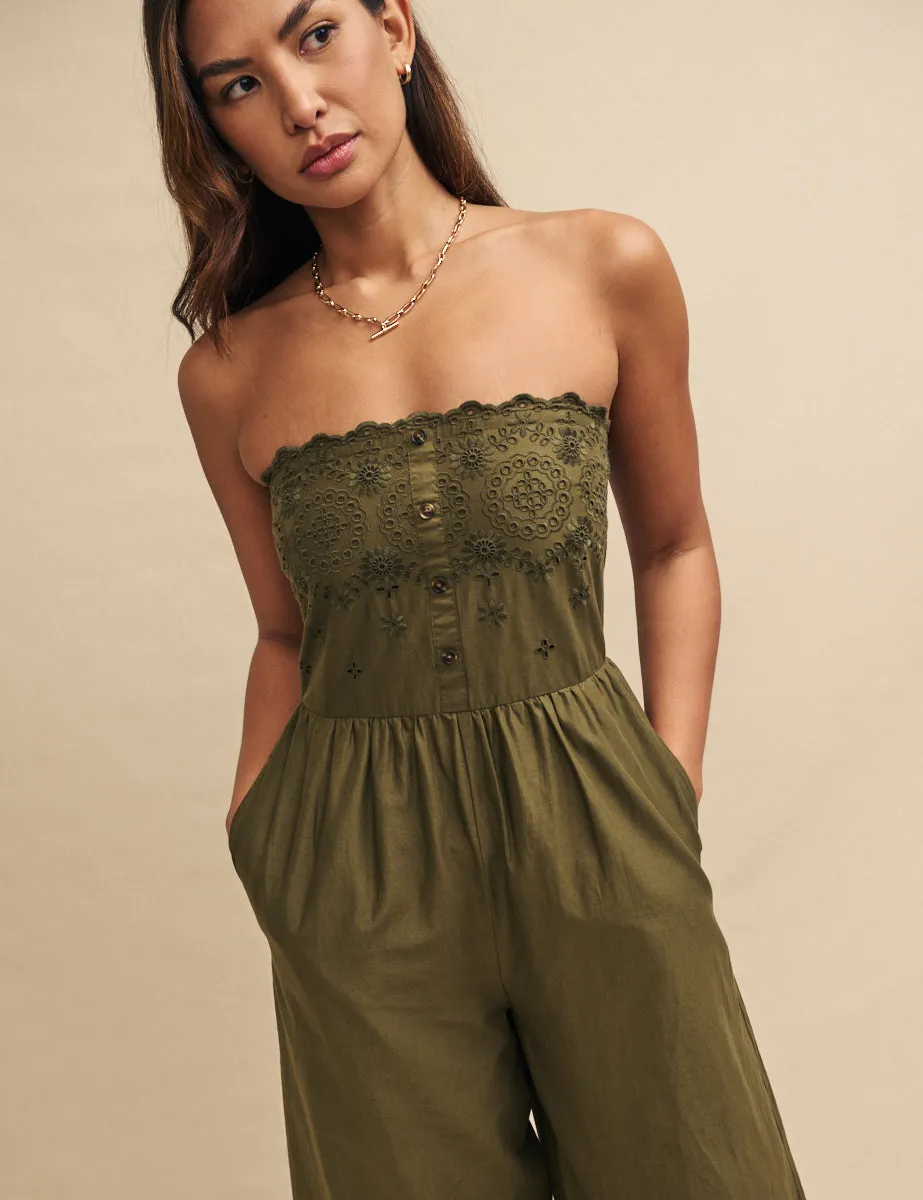 Khaki Broderie Hattie Jumpsuit sold by Nobody's Child product image thumbnail 3