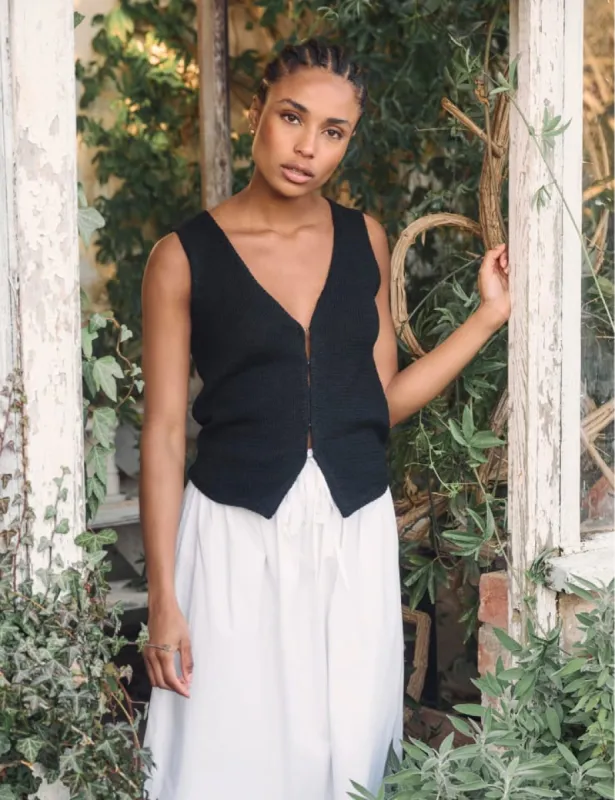 Black Knitted Linen-blend Waistcoat sold by Nobody's Child