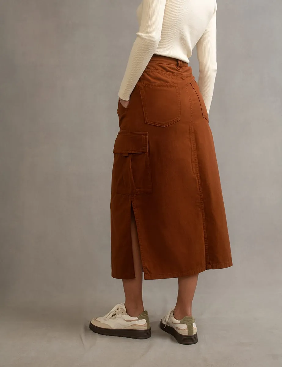 Brown Utility Cargo Midi Skirt sold by Nobody's Child product image thumbnail 3