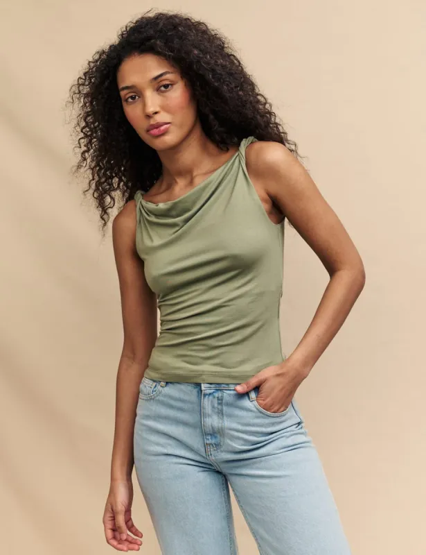 Green Twist Bardot Top sold by Nobody's Child