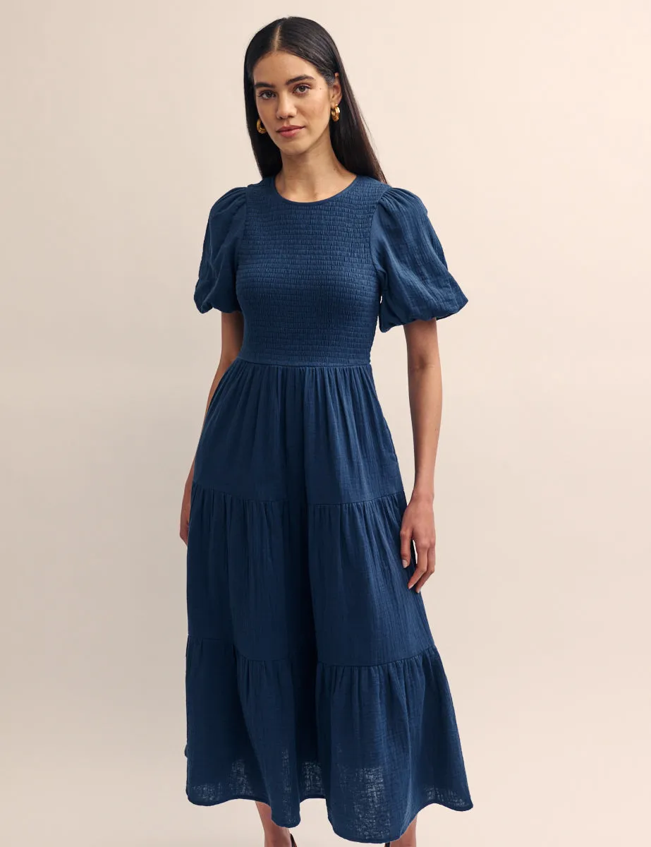 Navy Tiered Charlie Midi Dress sold by Nobody's Child product image thumbnail 2