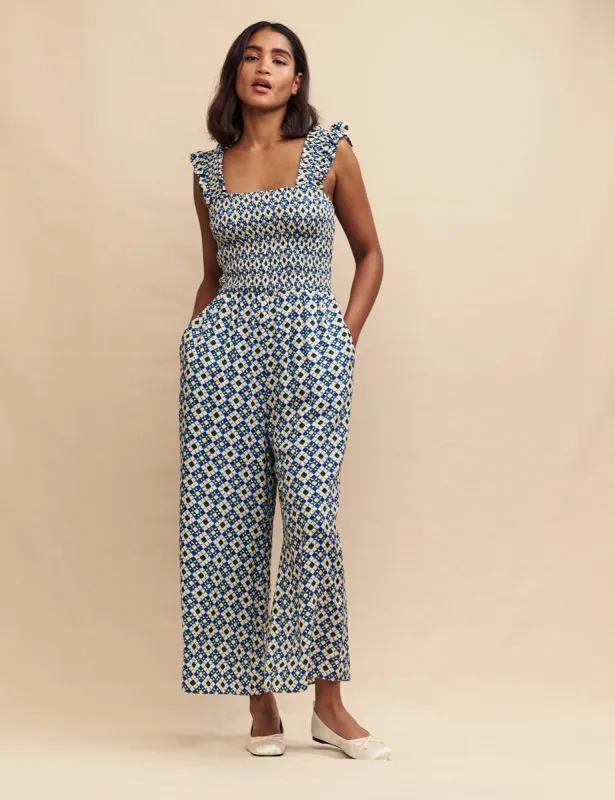 Blue Tile Print Maya Jumpsuit made by Nobody's Child