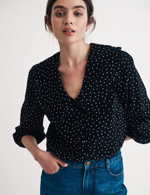 Black Cord Polka Dot Emmie Blouse sold by Nobody's Child