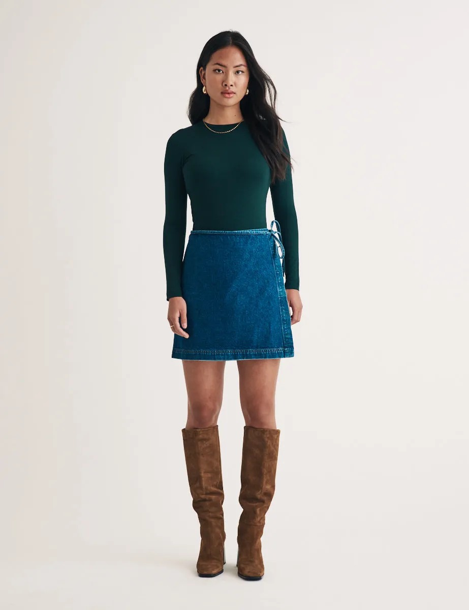 Denim Wrap Mini Skirt sold by Nobody's Child product image thumbnail 3