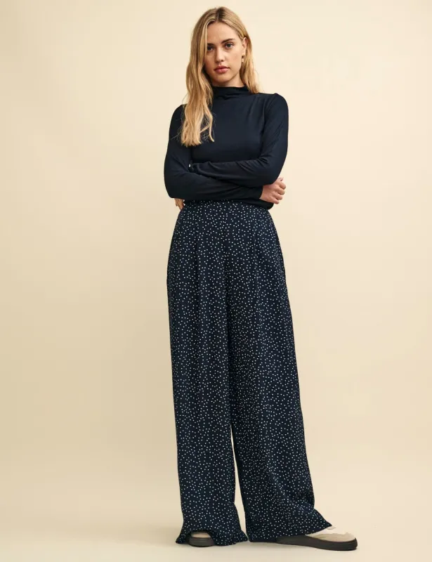 Black Spot Print Zeena Full Length Trouser sold by Nobody's Child