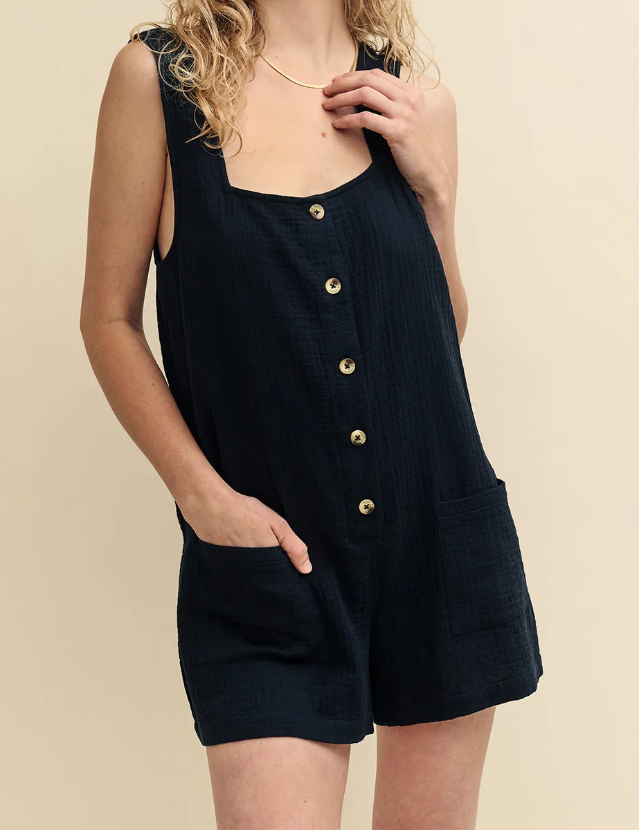Black Button Down Romper sold by Nobody's Child product image thumbnail 3