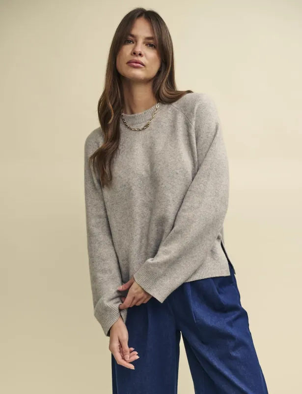 Grey Crew Neck Boxy Knitted Jumper sold by Nobody's Child