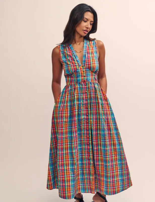 Rainbow Check Sleeveless Starlight Midi Dress sold by Nobody's Child