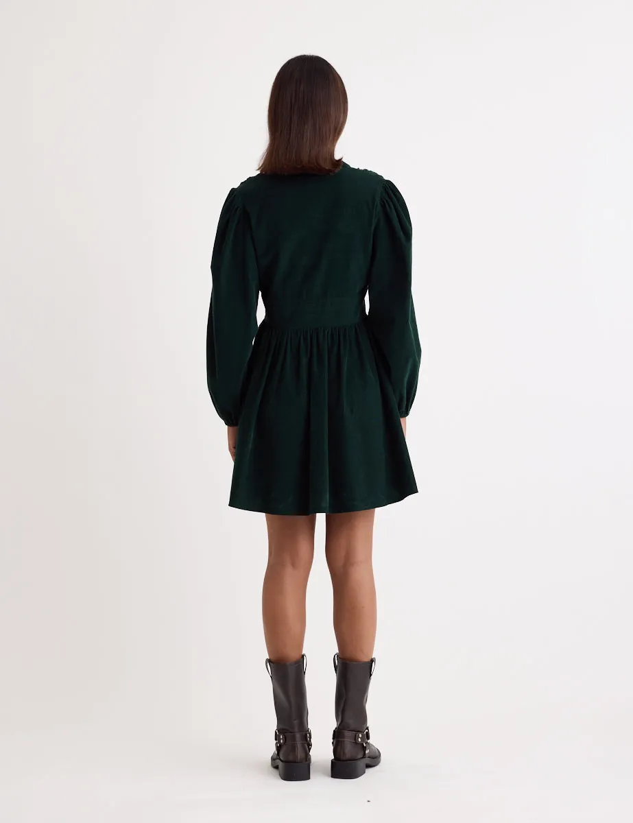 Dark Green Cord Long Sleeve Starlight Mini Dress sold by Nobody's Child product image thumbnail 5