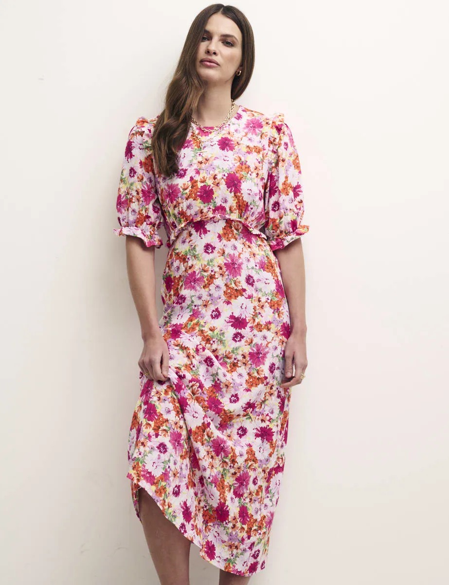 Pink and Orange Big Floral Felicia Midi Dress sold by Nobody's Child product image thumbnail 2