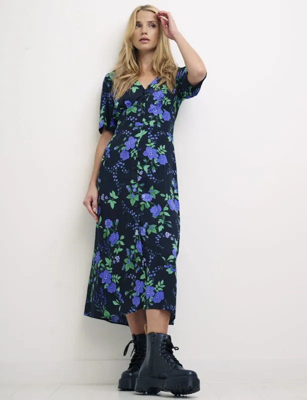 Floral Alexa Shirring Midi Dress sold by Nobody's Child