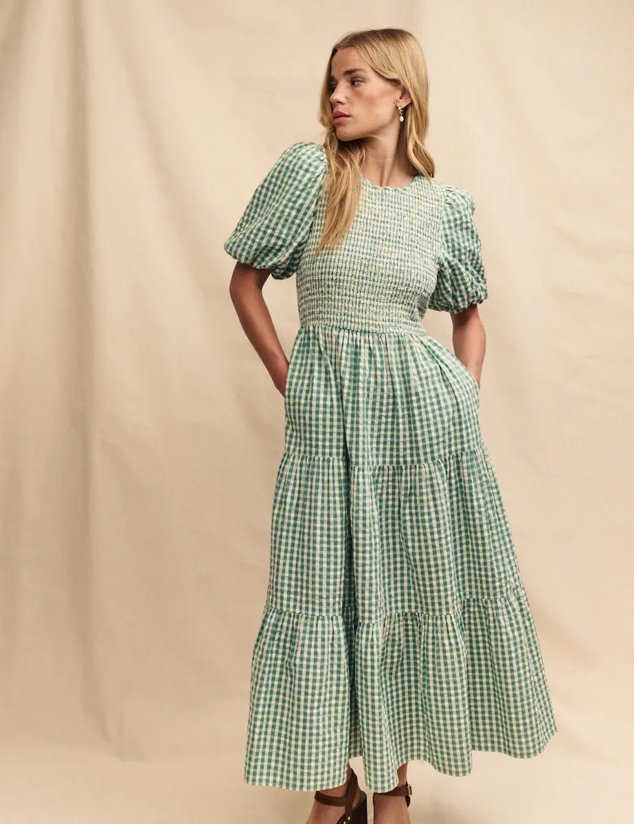Green Gingham Tiered Charlie Midi Dress sold by Nobody's Child product image thumbnail 3