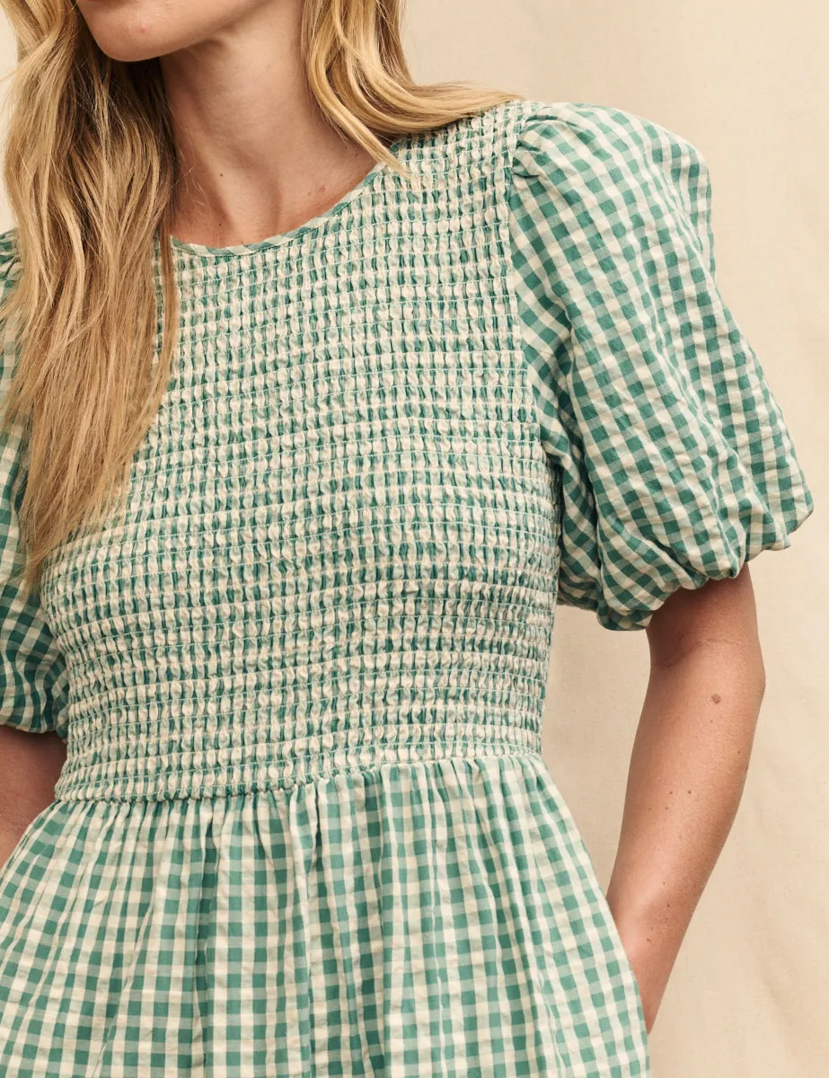 Green Gingham Tiered Charlie Midi Dress sold by Nobody's Child product image thumbnail 2