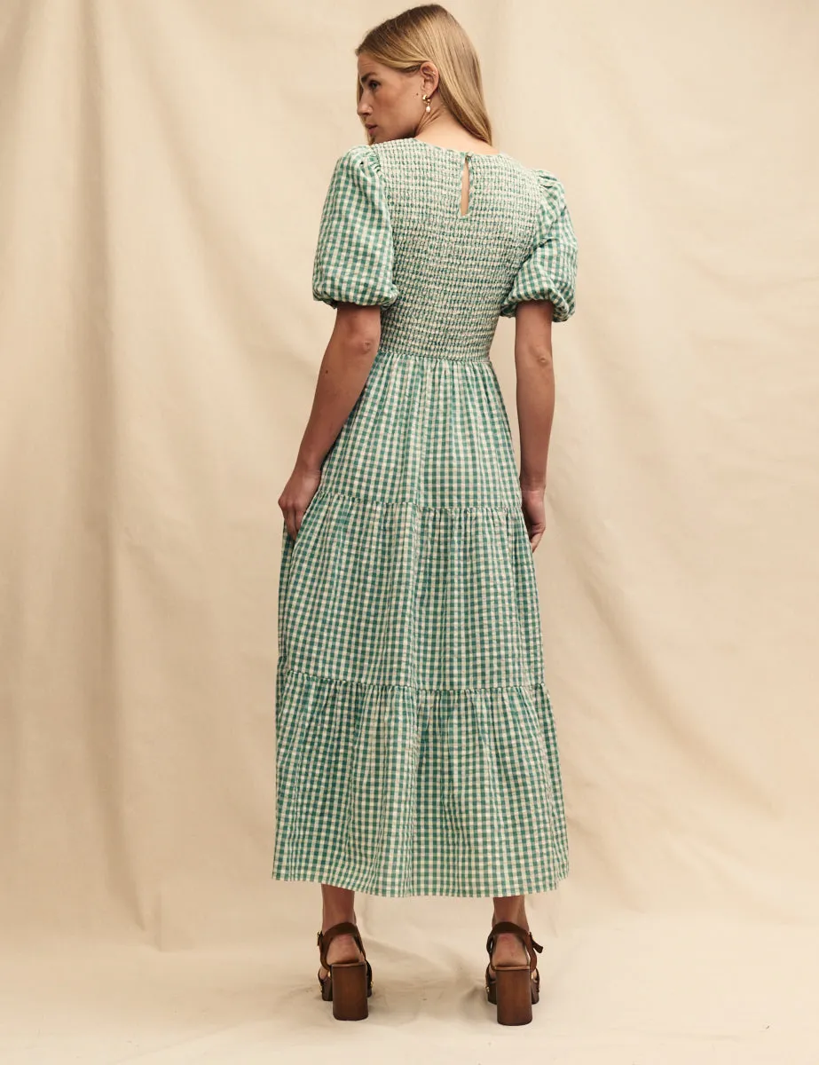 Green Gingham Tiered Charlie Midi Dress sold by Nobody's Child product image thumbnail 4