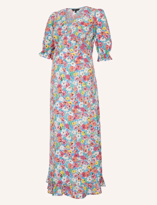 Maternity Blue Floral Delilah Midi Dress sold by Nobody's Child