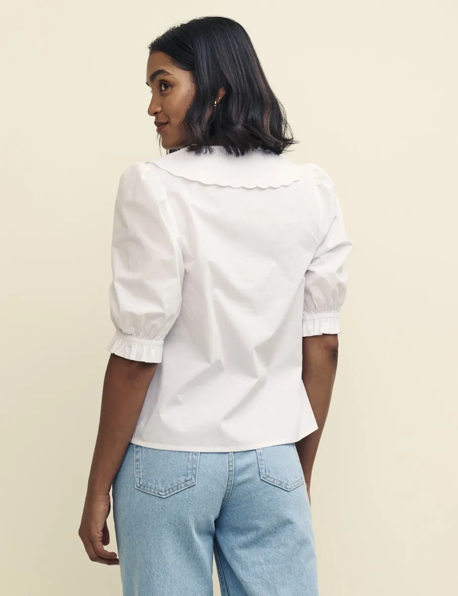 White Puff Sleeve Collared Blouse sold by Nobody's Child product image thumbnail 4