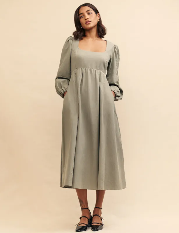 Sage Green Evangeline Midi Dress sold by Nobody's Child