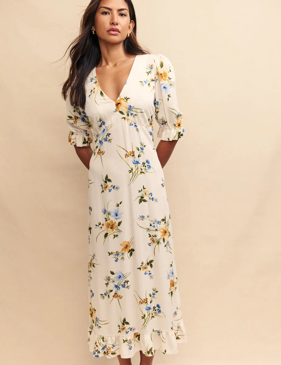 White Floral Delilah Midi Tea Dress sold by Nobody's Child product image thumbnail 3