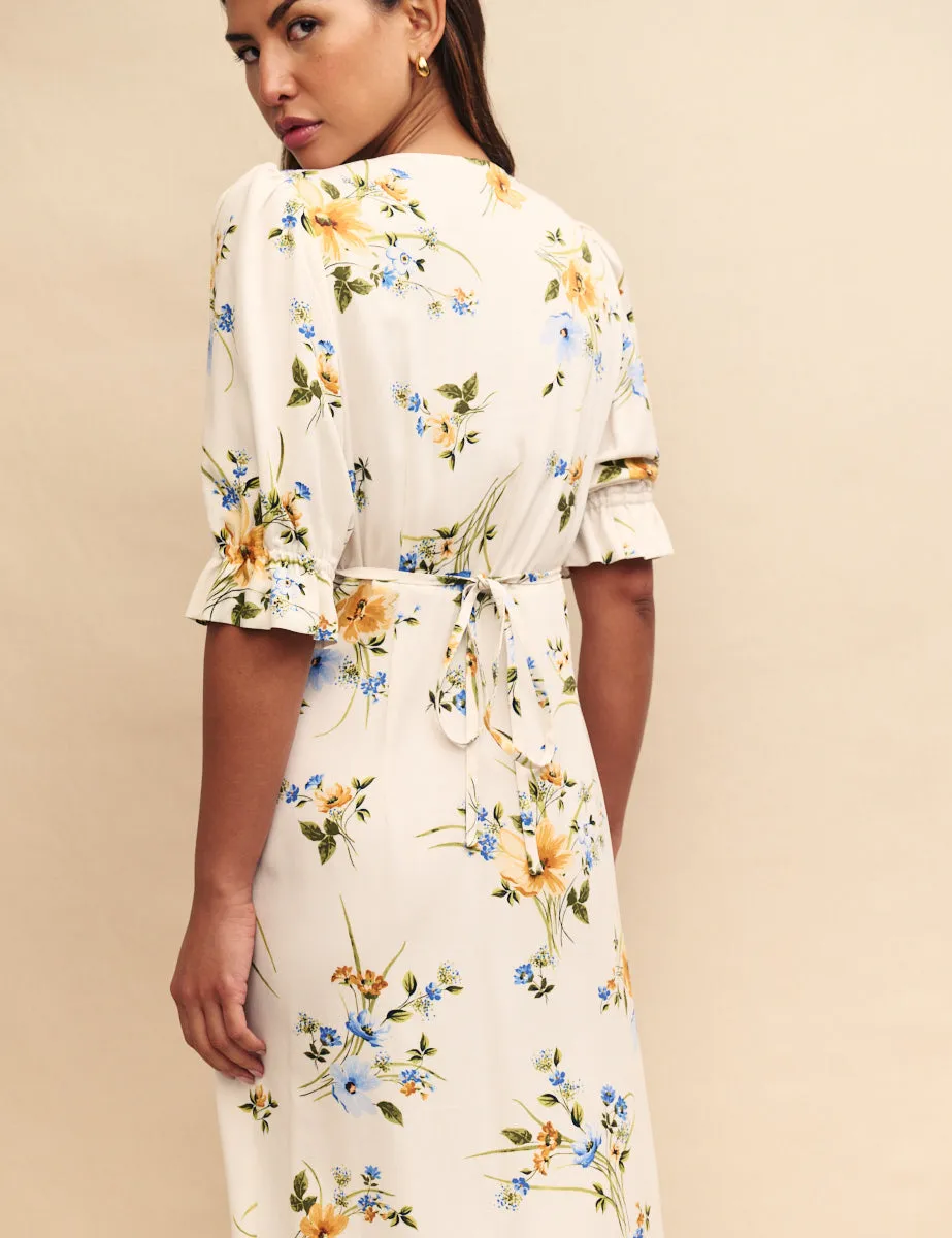 White Floral Delilah Midi Tea Dress sold by Nobody's Child product image thumbnail 4