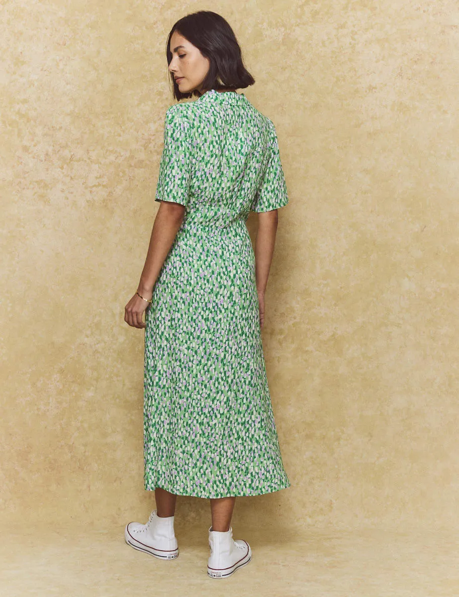 Green Brushstroke Daisy Midi Dress sold by Nobody's Child product image thumbnail 4