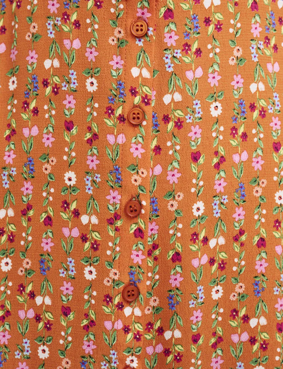 Orange Pinstripe Floral Daisy Midi Dress sold by Nobody's Child product image thumbnail 4