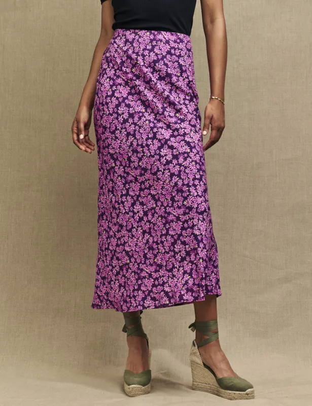 Purple Floral Mila Midi Skirt sold by Nobody's Child