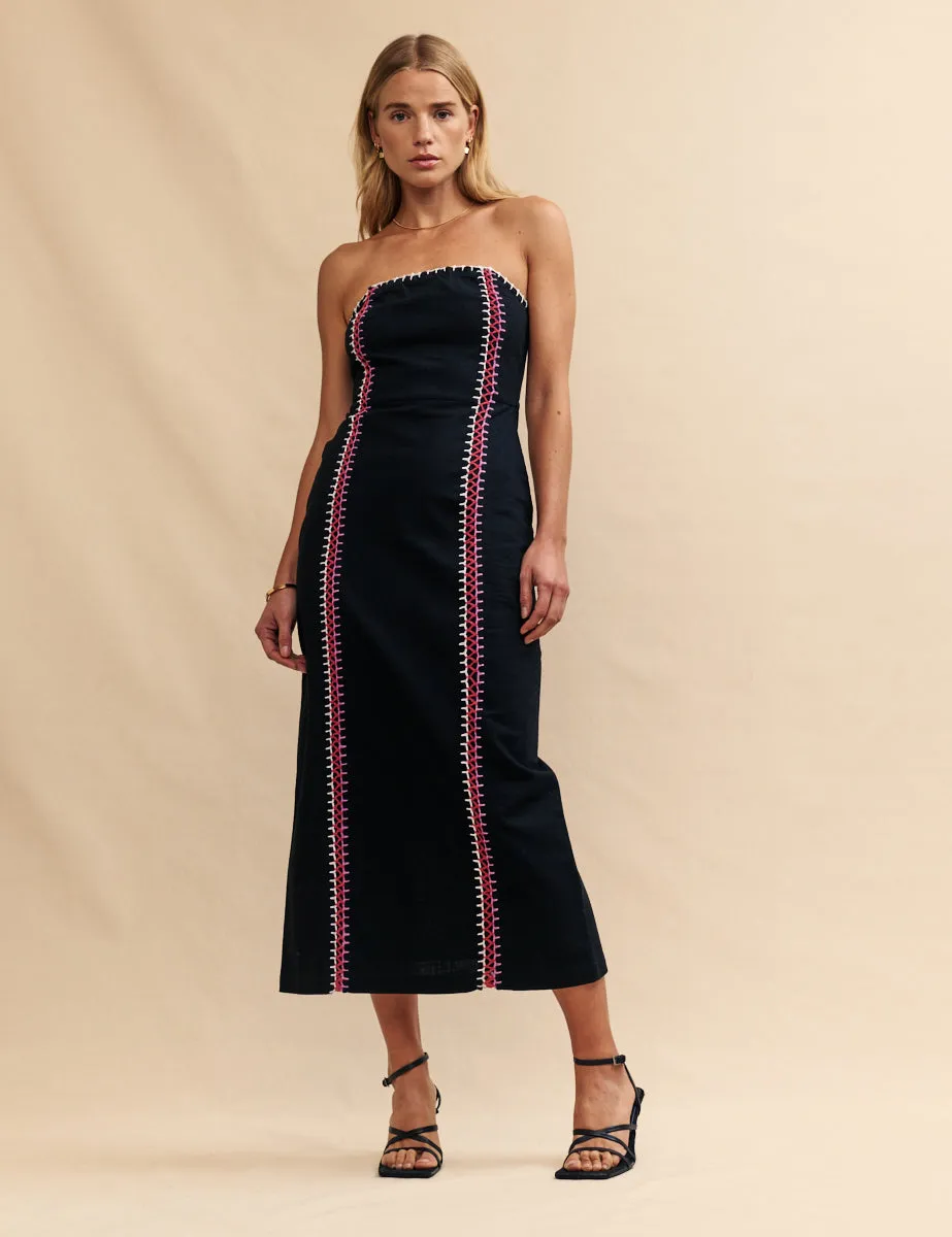 Black Bandeau Crochet Midi Dress sold by Nobody's Child