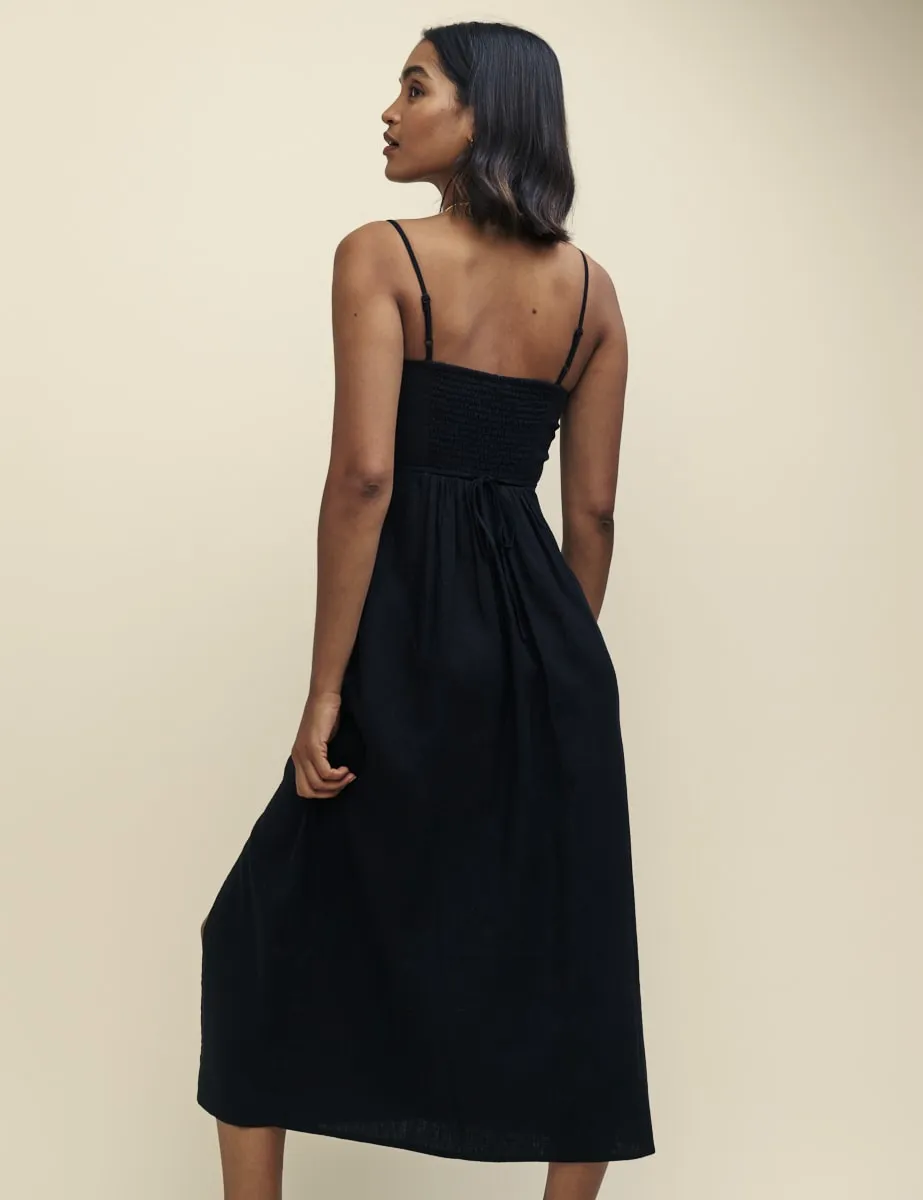Petite Black Linen-blend Maddy Midi Dress sold by Nobody's Child product image thumbnail 4