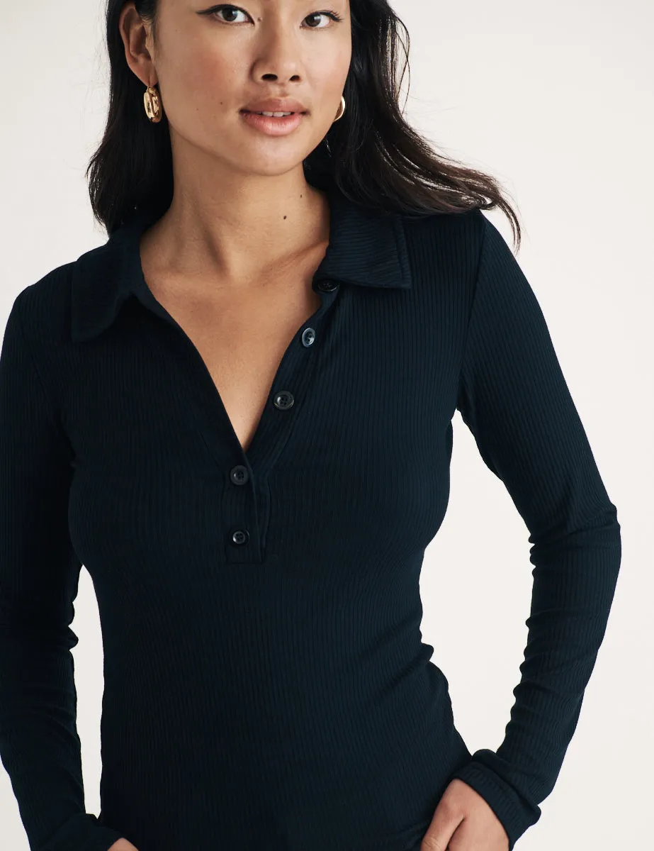 Black Long Sleeve Polo Top sold by Nobody's Child product image thumbnail 2