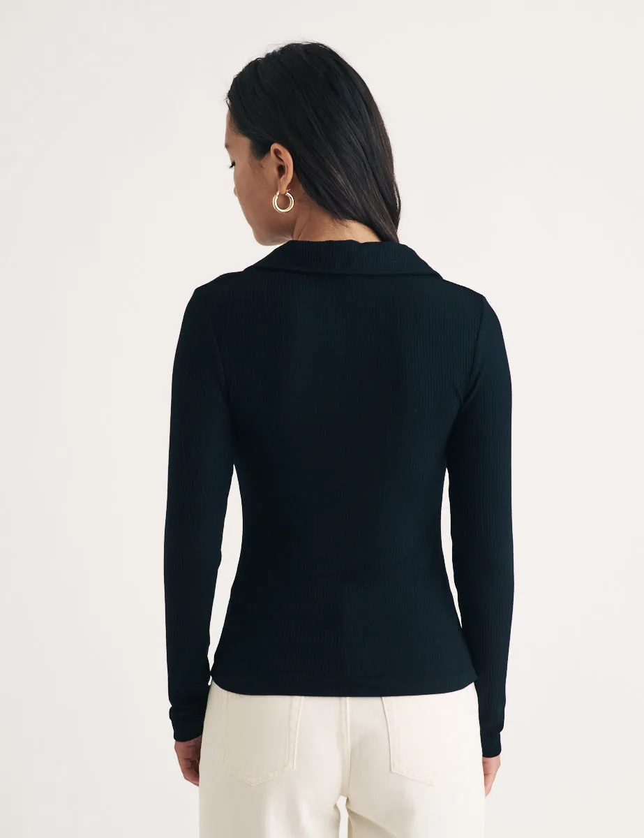 Black Long Sleeve Polo Top sold by Nobody's Child product image thumbnail 4