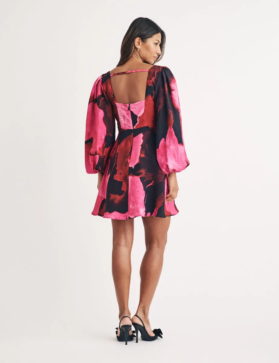 Pink Watercolour Floral Loredana Mini Dress sold by Nobody's Child product image thumbnail 4