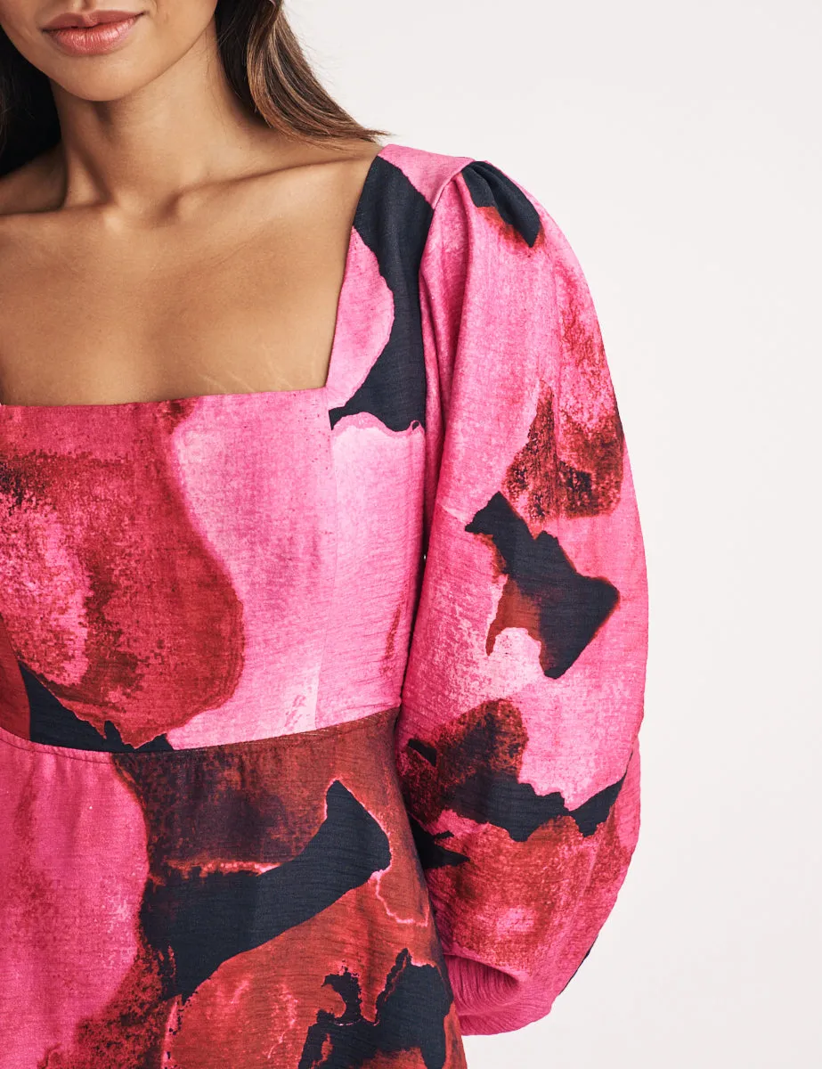 Pink Watercolour Floral Loredana Mini Dress sold by Nobody's Child product image thumbnail 2