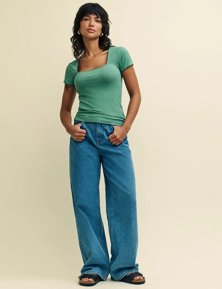 Green Square Neck Short Sleeve T-Shirt sold by Nobody's Child product image thumbnail 2