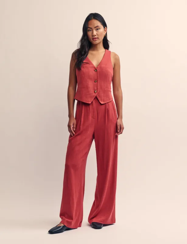 Red Relaxed Tailored Trousers sold by Nobody's Child