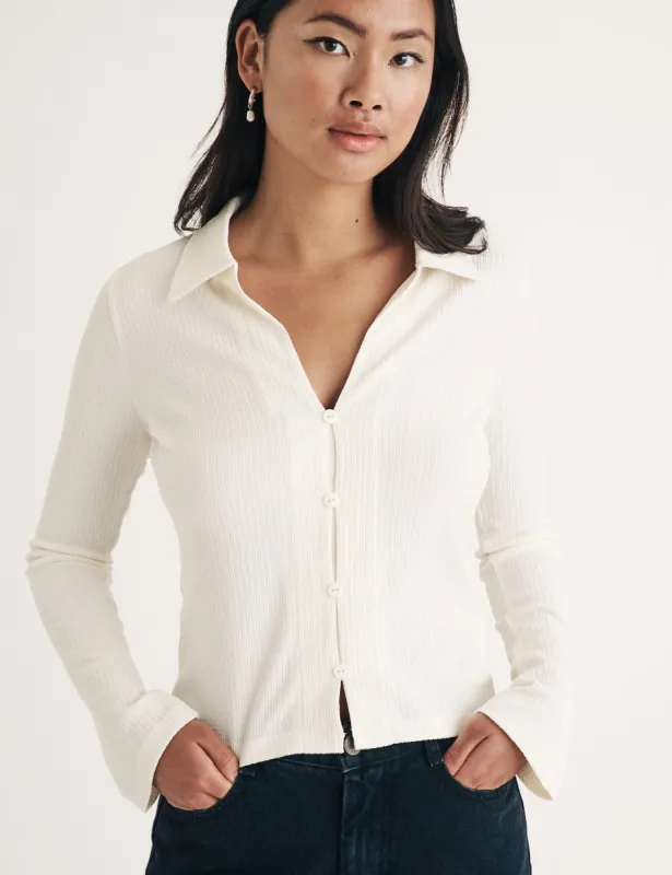 Cream Long Sleeve Jersey Shirt sold by Nobody's Child