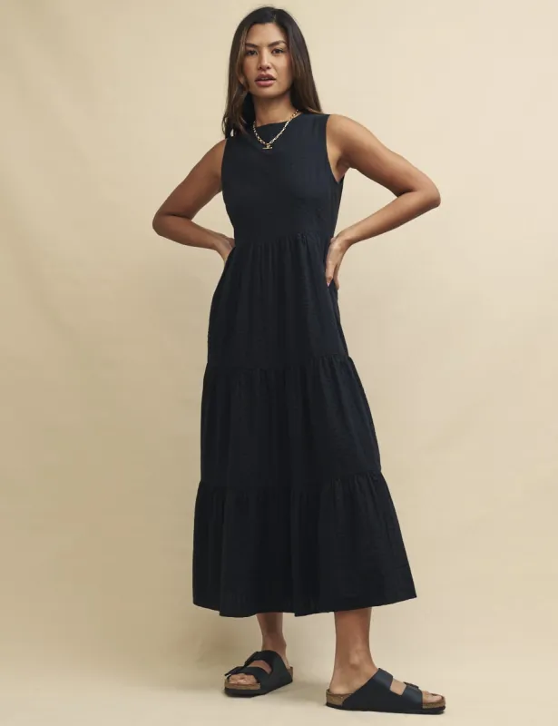 Black Tiered Astrid Maxi Dress sold by Nobody's Child