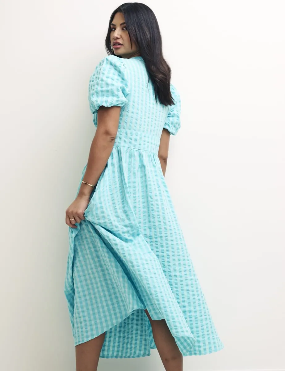 Blue Gingham Check Starlight Midaxi Dress sold by Nobody's Child product image thumbnail 4